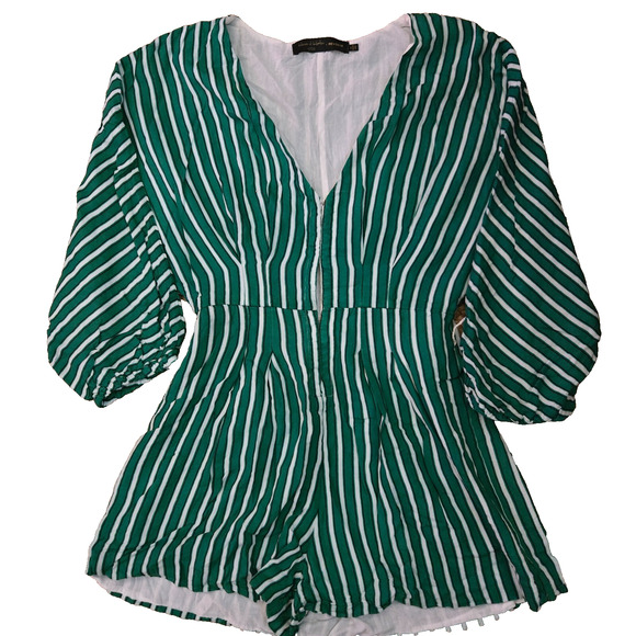 House‎ of Harlow 1960 x REVOLVE Green And White Stripe Ruben Romper XXS - Picture 1 of 5